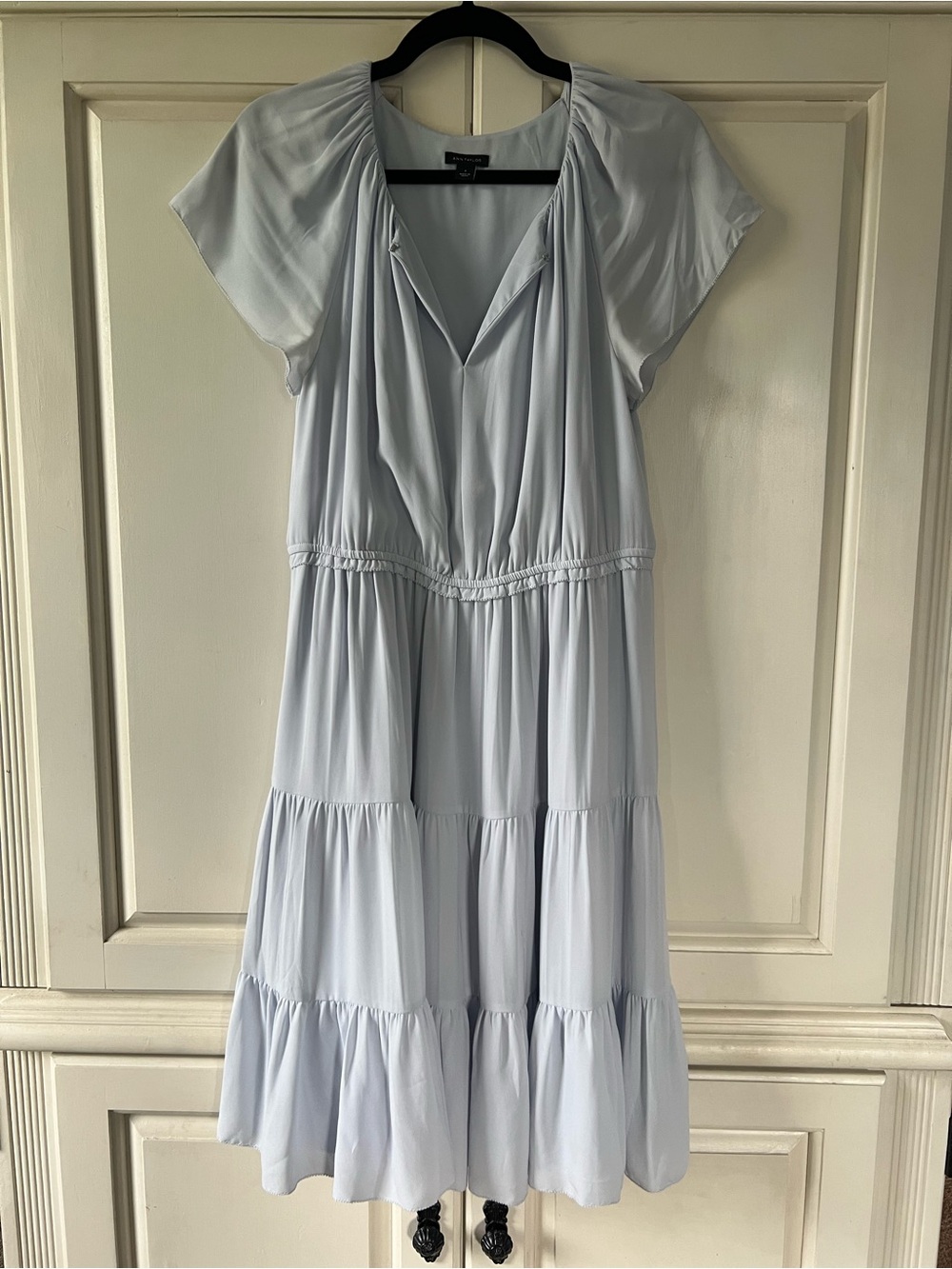Ann Taylor Pale Blue Tiered Midi Dress, Size S